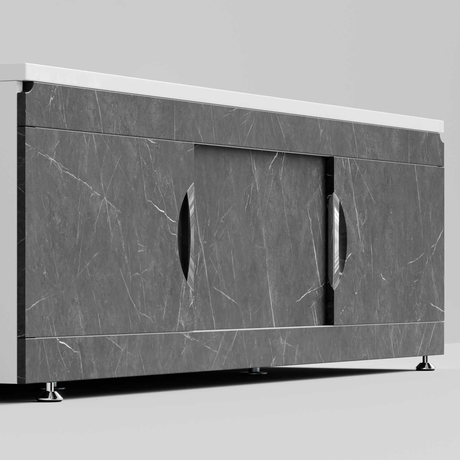 Экран под ванну Vod-ok Топ 180 раздвижной Мрамор Графит софт тач