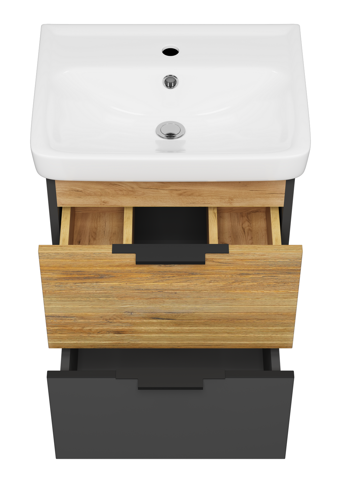 Тумба с раковиной Misty Форест 50 подвесная, дуб ватан/антрацит