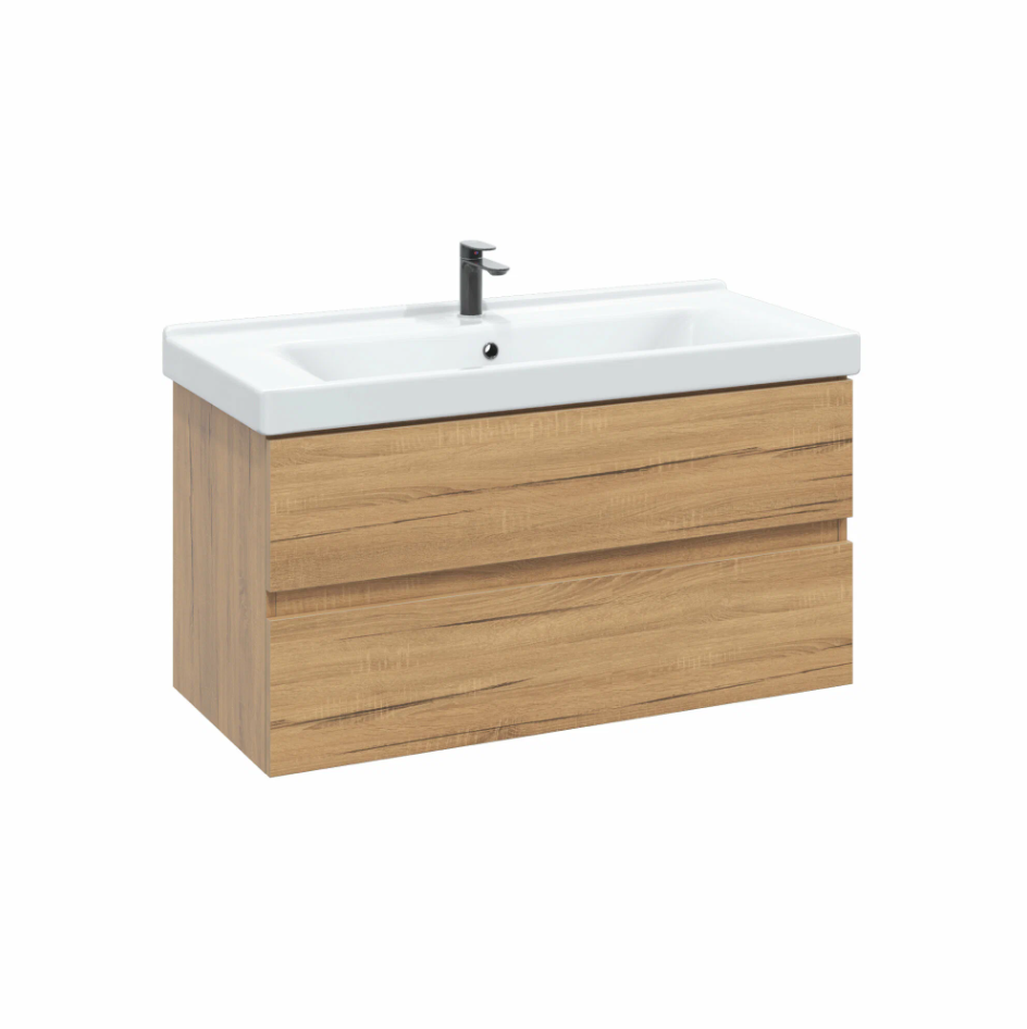 Тумба подвесная SanStar Lavanti 100 с раковиной Миранда 100 Дуб вотан