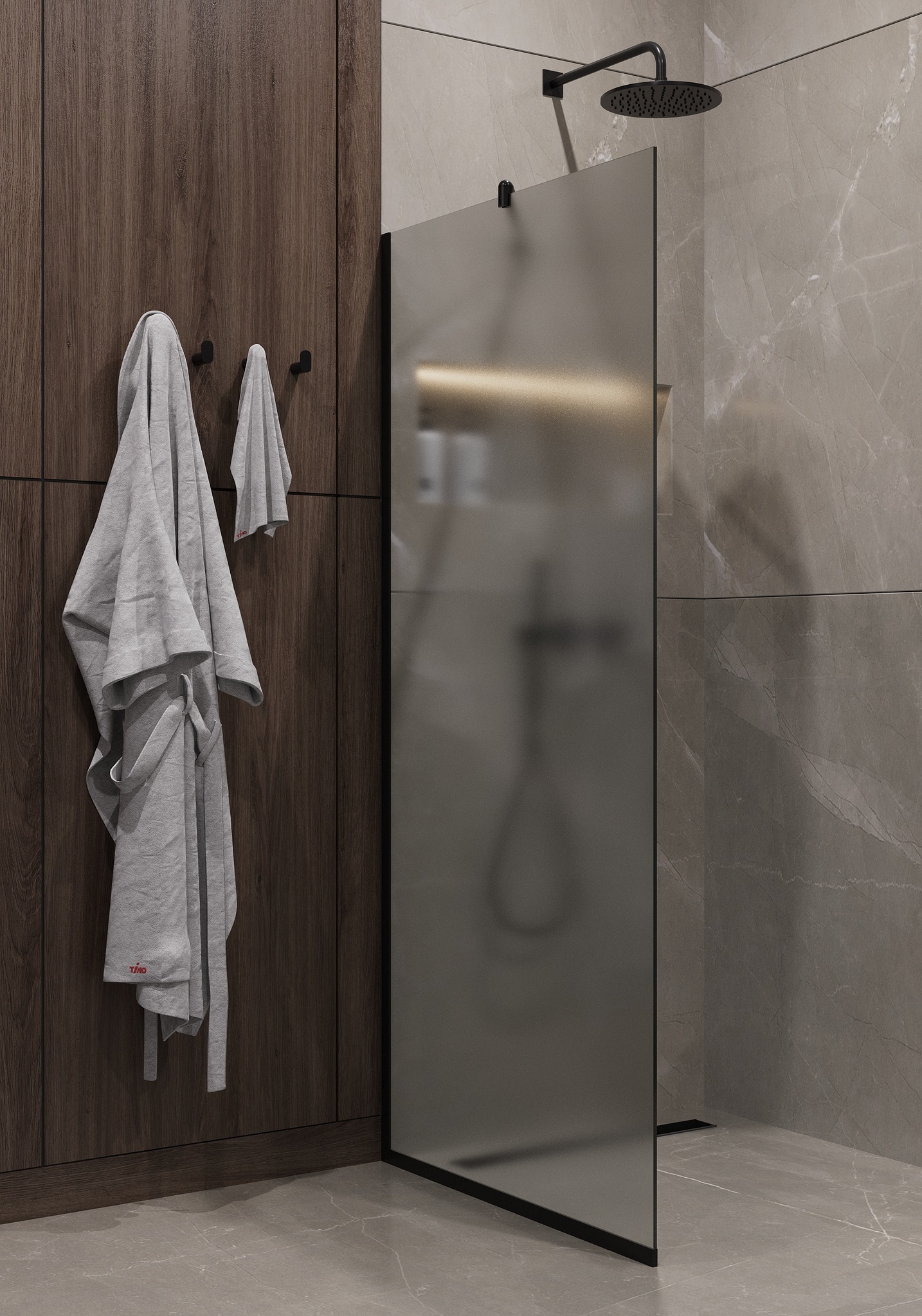 Душевая перегородка Timo TP-890/03F-8 матовое стекло, профиль черный