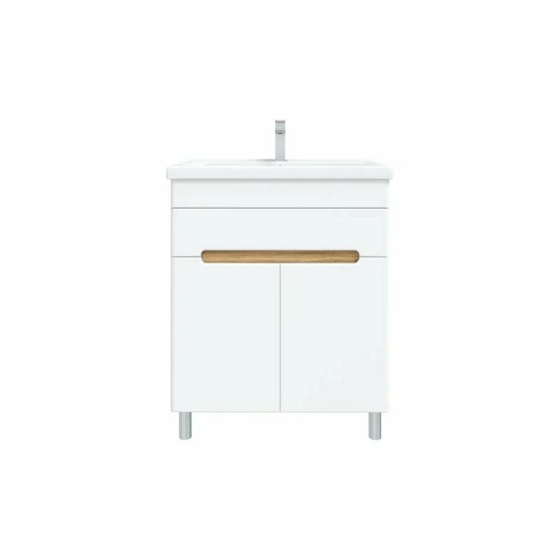 Тумба напольная SanStar Модена 70 с раковиной Фостер 70, белая, дуб вотан