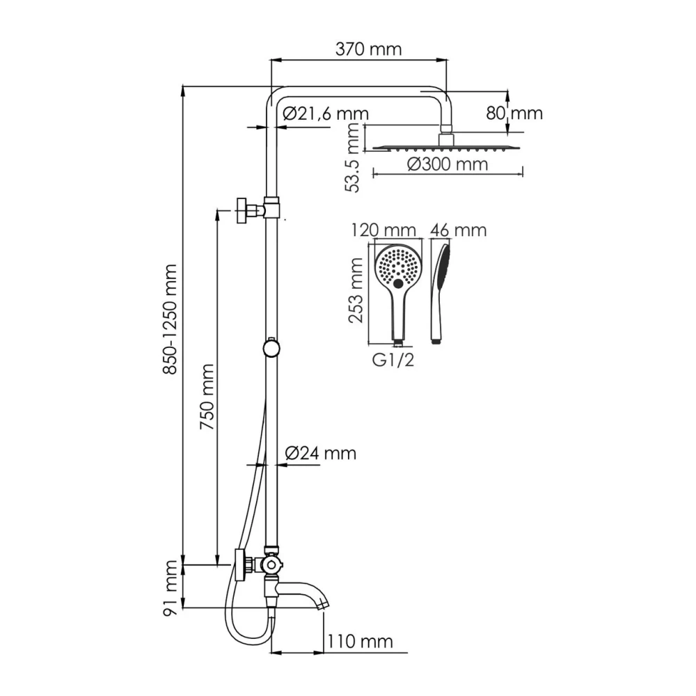 Душевая стойка WasserKraft A188.161.155.WM Thermo белый Soft-touch от магазина Vanna-Vanna.ru!