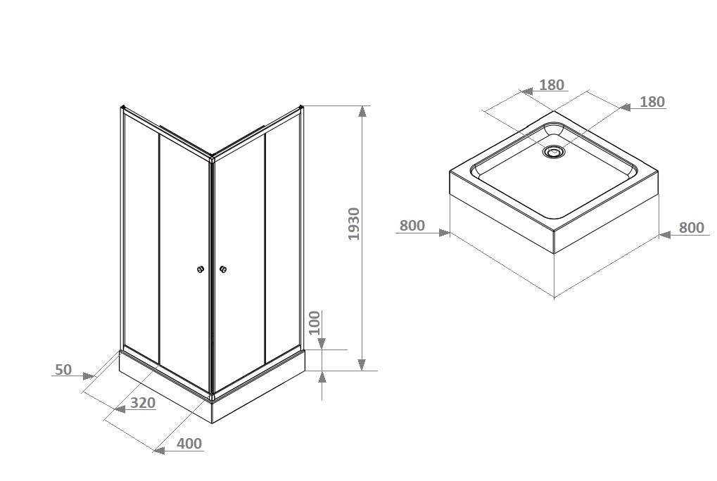 Душевой уголок Parly ZFQ81B с поддоном 80х80