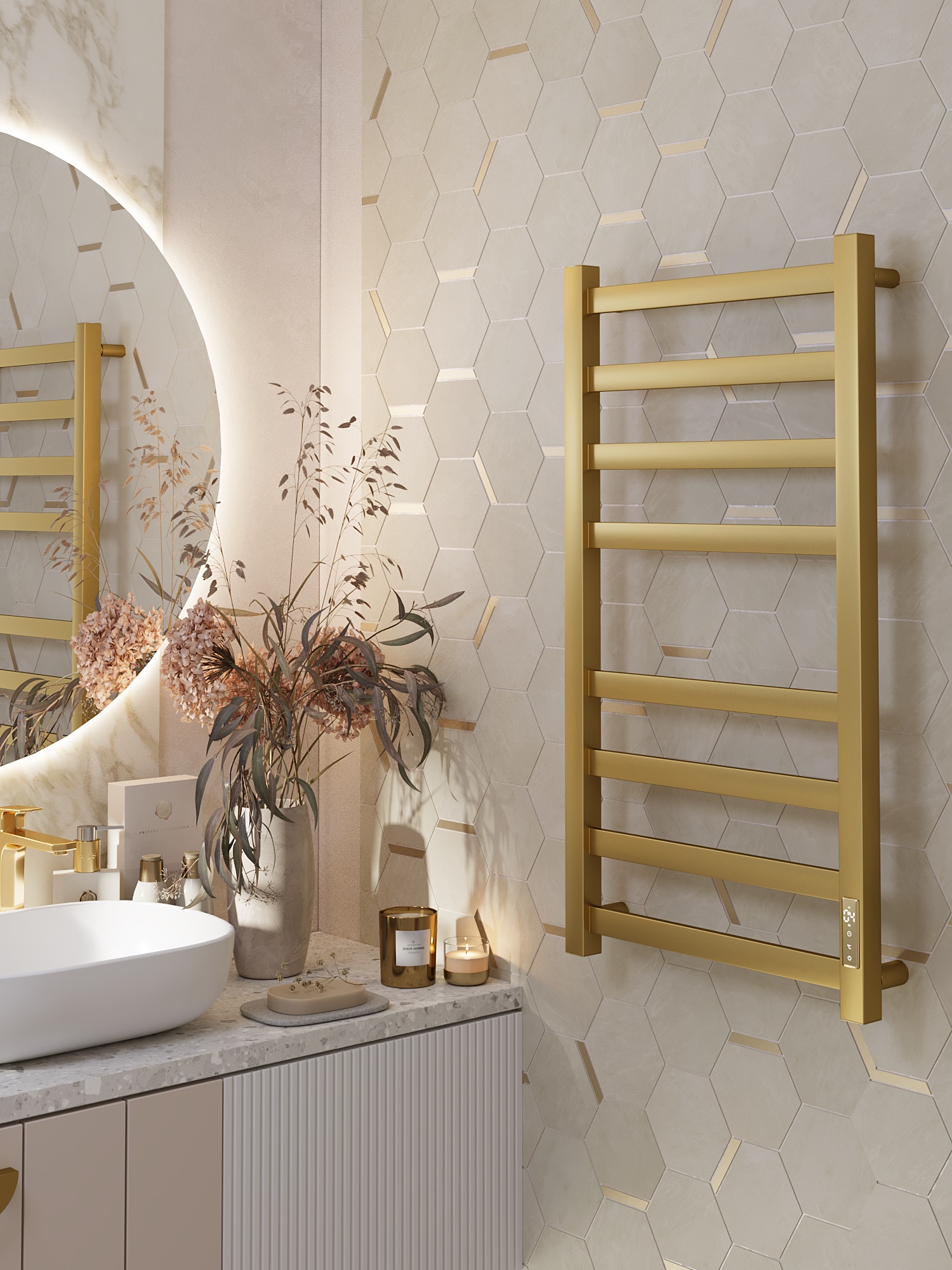 Полотенцесушитель электрический APEXTERMO Терра TR00184GL 800x400, золотой матовый