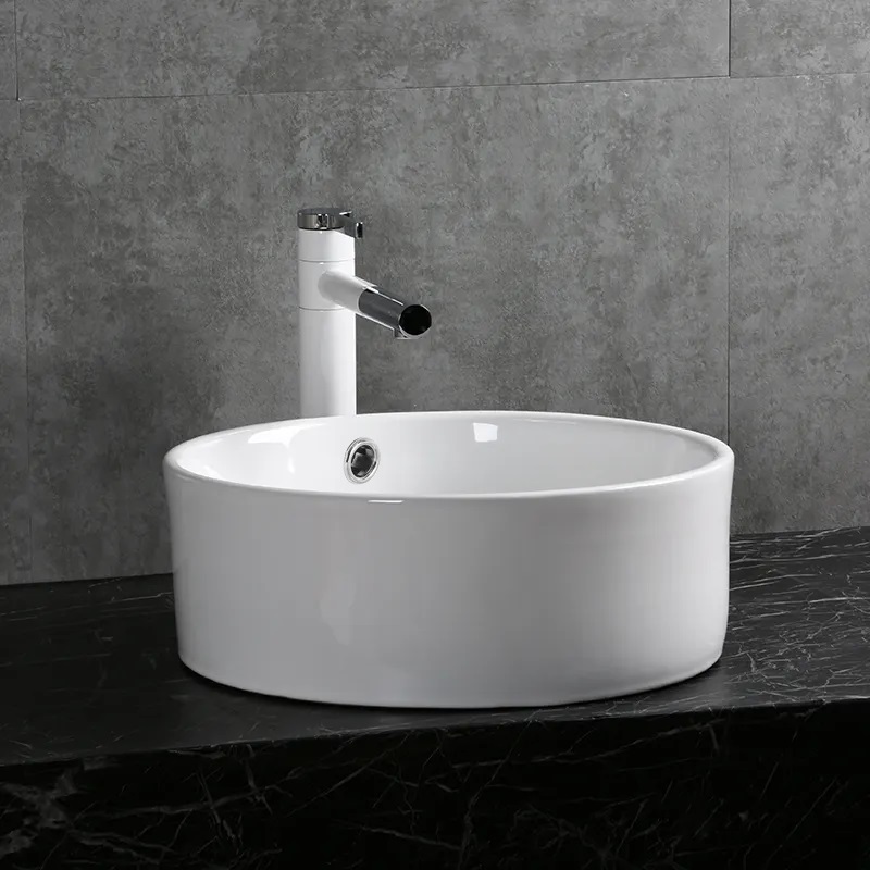 Раковина Ceruttispa CR7022 накладная, белая, круглая, с переливом 420х420х170