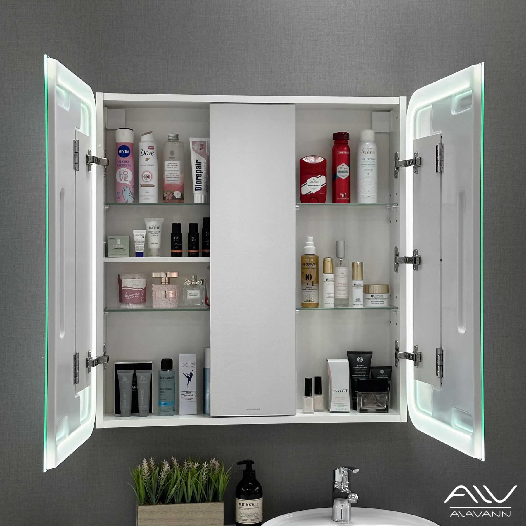 Зеркало шкаф Alavann Cosmetic Light 80 с Led подсветкой, приближение, сенсор с диммером, перевертыш