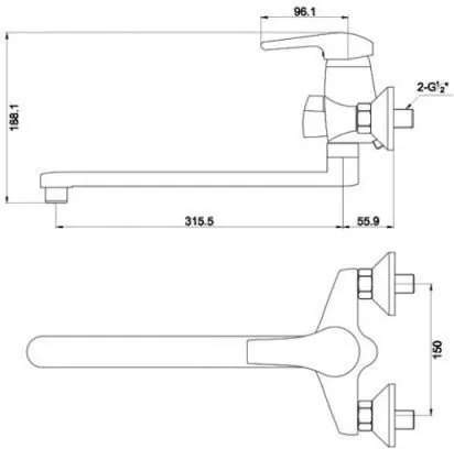 Смеситель для ванны Timo Classic 0045Y-CR хром