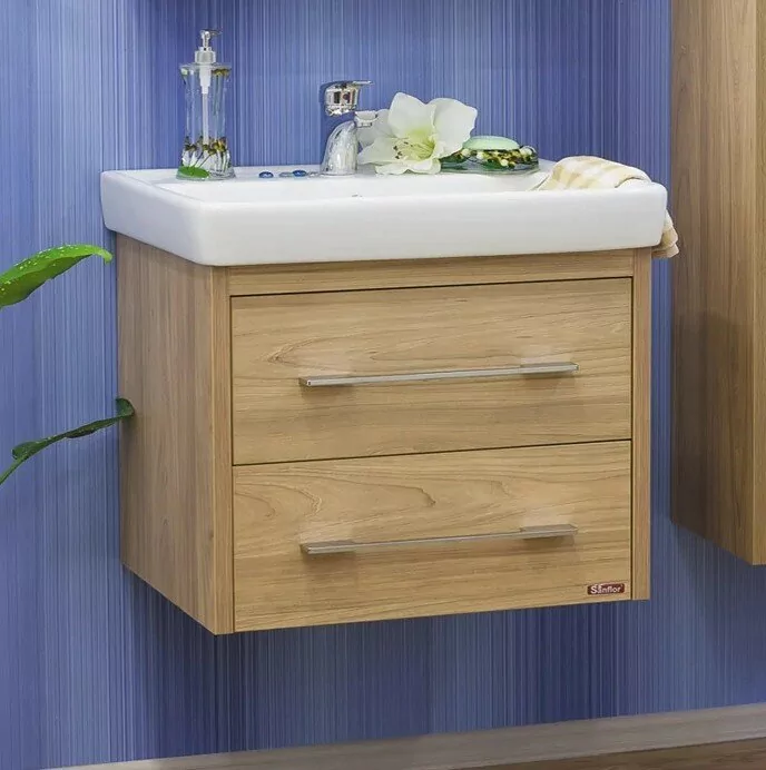 Тумба с раковиной Sanflor Ларго 80 2 подвесная, вяз швейцарский