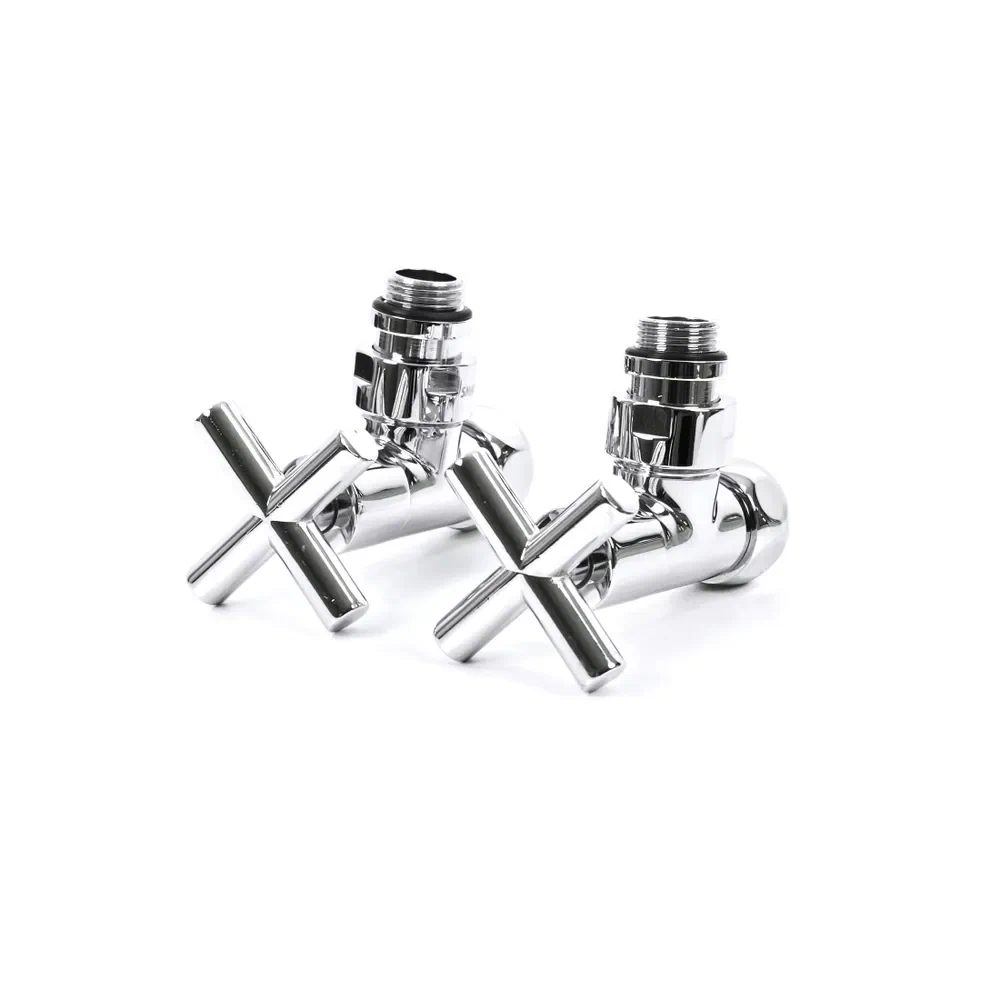 Кран для полотенцесушителя / вентиль угловой Energy, 1/2'' - 3/4'', цвет хром, ручка крест - 2 шт.