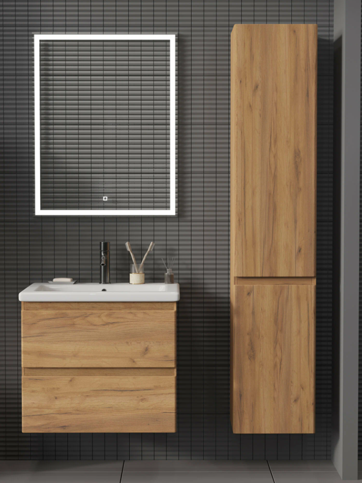 Тумба подвесная SanStar Riana 60 с раковиной Como 60 (комплект), Gold Craft