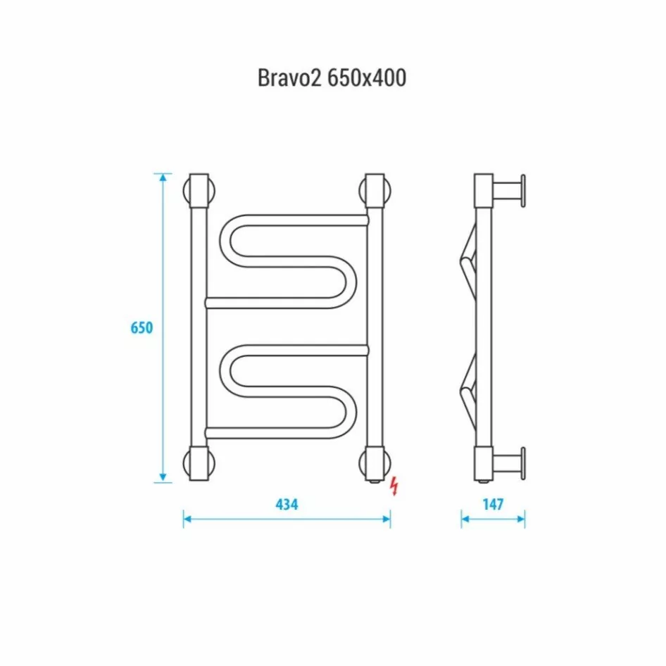 Полотенцесушитель электрический Energy Bravo2 650x400 хром