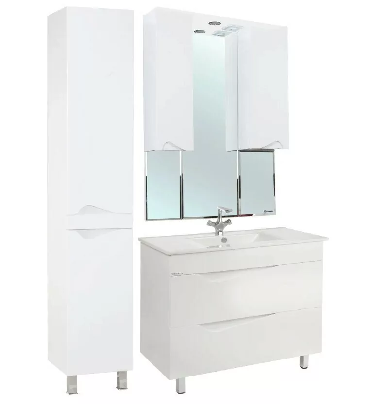 Зеркало с шкафчиком Bellezza Эйфория 100 свет, белый