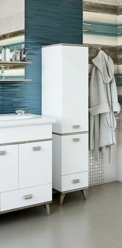 Пенал Sanflor Бруно 33 R напольный, белый матовый/орегон