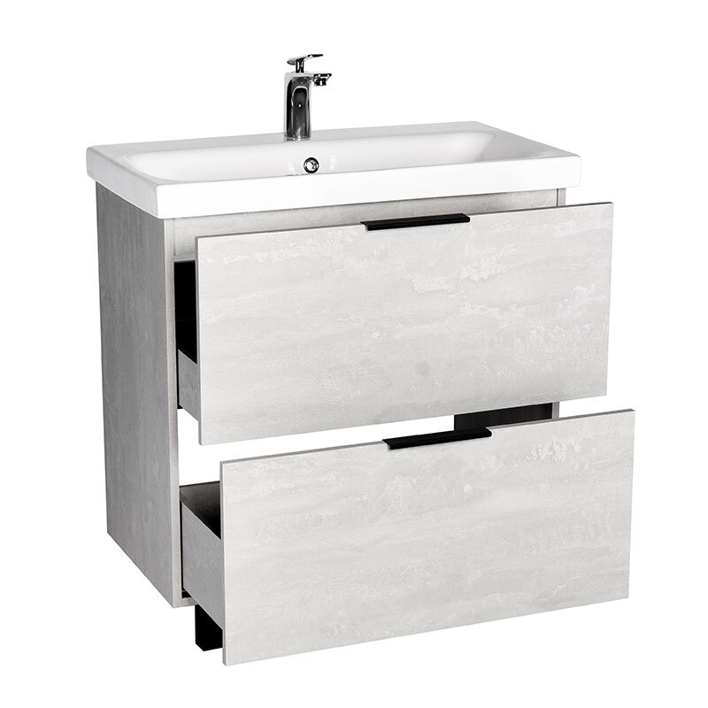 Тумба напольная Viant Берлин 80 с раковиной Moduo 80, 2 ящика, цемент