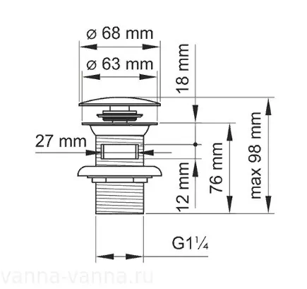Донный клапан WasserKraft A024 хром