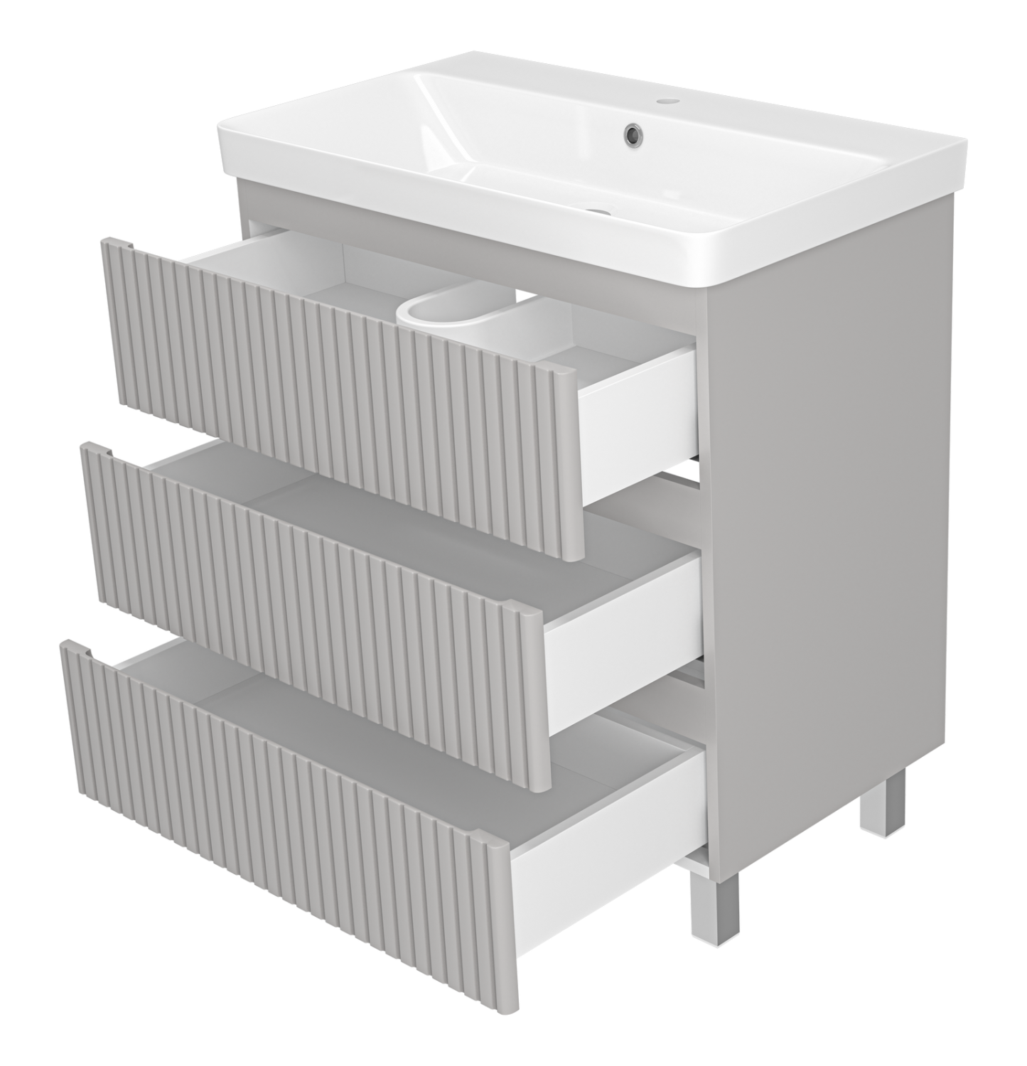 Тумба с раковиной Brevita Victory 80 напольная, серый шелк