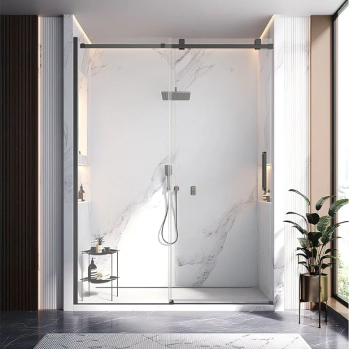 Душевая дверь Veconi Vianno VN-75B, 1700x2000, черный матовый, стекло прозрачное от магазина Vanna-Vanna.ru!