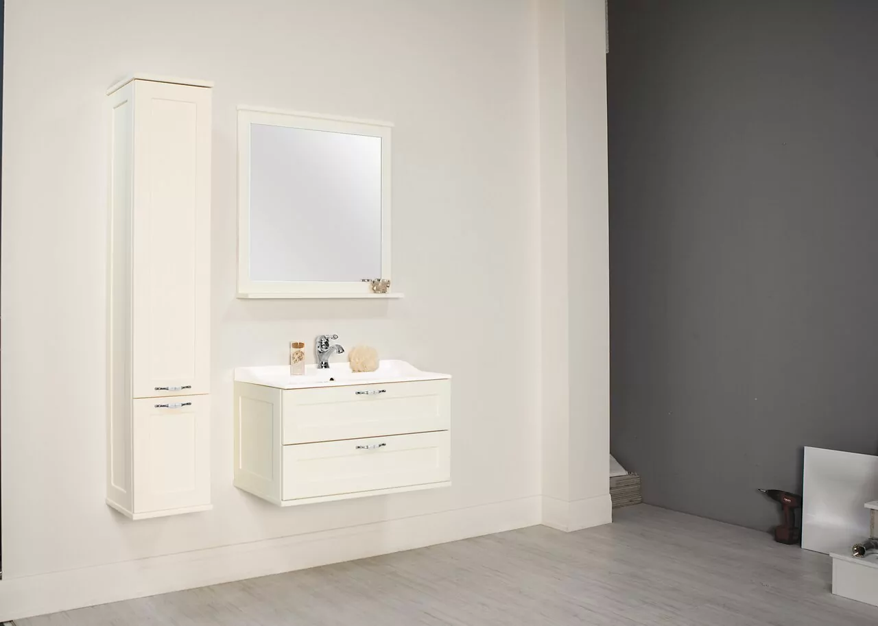 Тумба подвесная Aquaton Леон 80 раковиной Фабиа 80, дуб бежевый