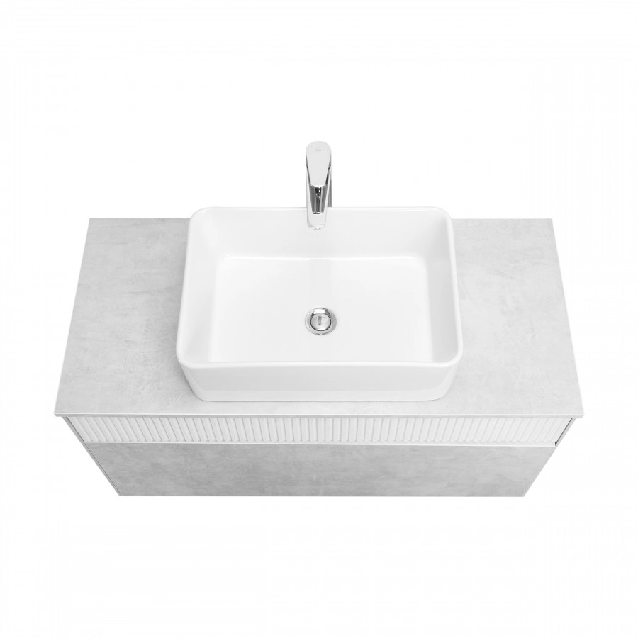 Тумба Aquaton Марбл слэйт 100 с раковиной MILA 50х35, белый матовый