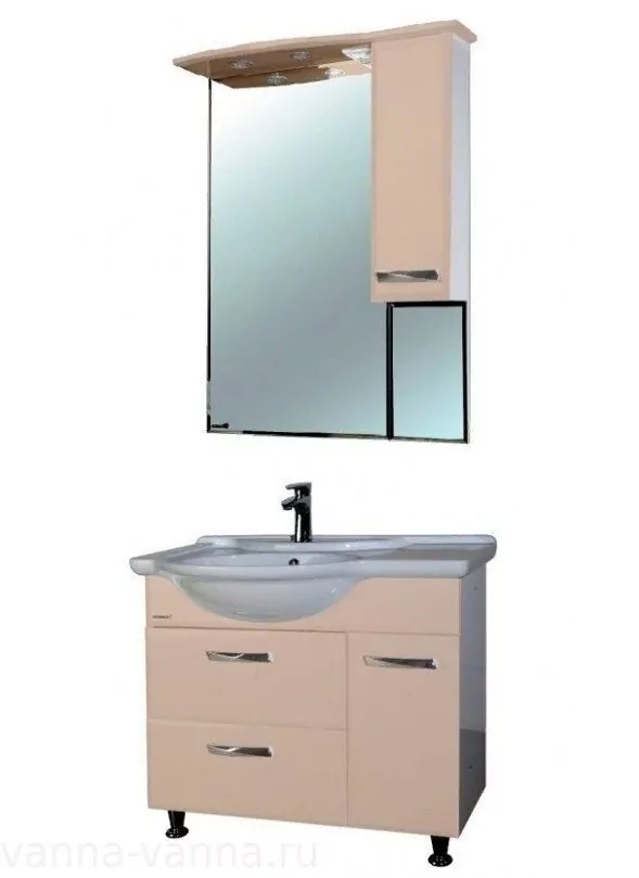 Зеркало с шкафчиком Bellezza Балтика 90 R свет, бежевый