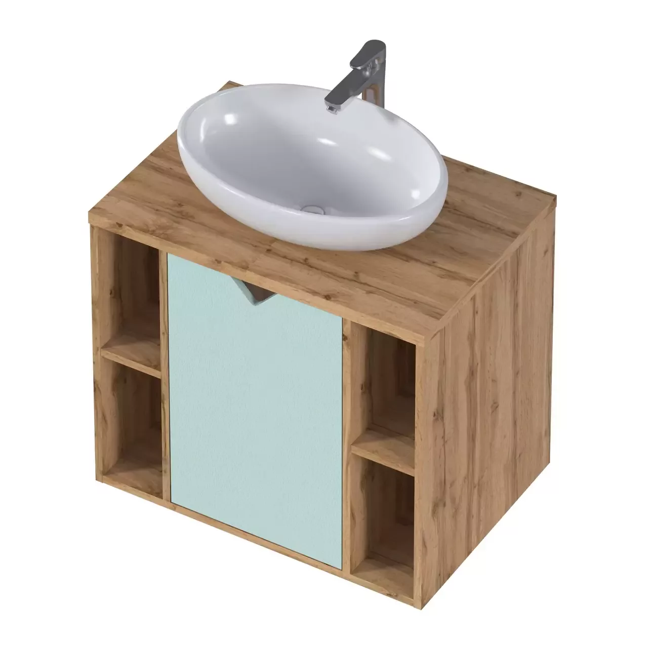 Тумба подвесная 1Marka Delta 70П с раковиной Infinity 60, 1 дверь, мята софт