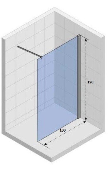 Душевая перегородка Parly T100G 100х190