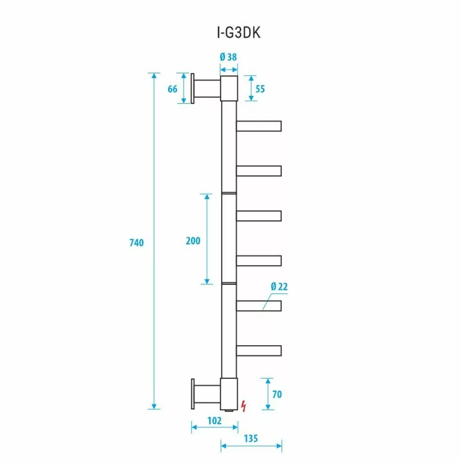 Полотенцесушитель электрический Energy I chrome G3DK 74х13 поворотный, хром