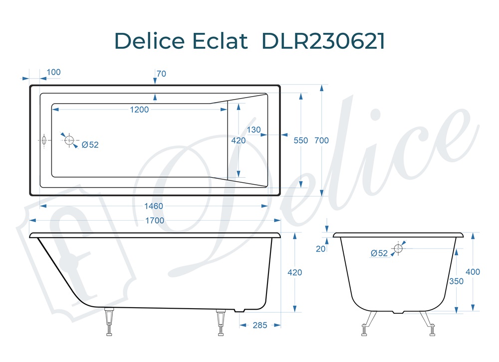 Ванна чугунная Delice Eclat 170х70 DLR230621