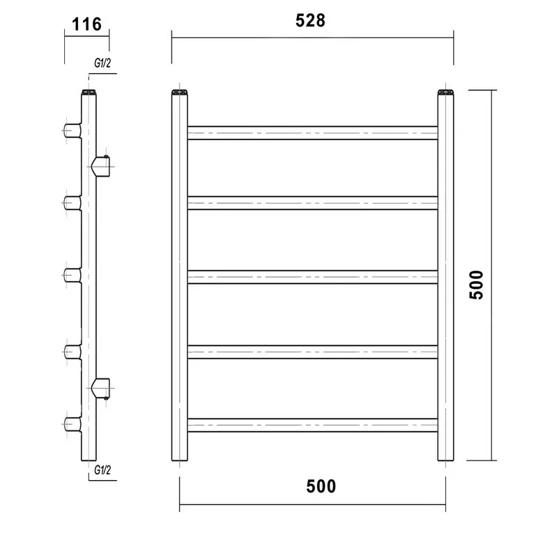 Полотенцесушитель водяной Domoterm Калипсо П5 500x500 белый матовый