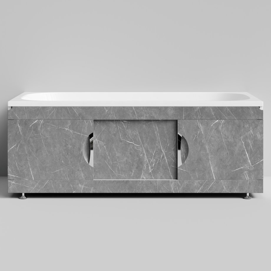 Экран под ванну Vod-ok Топ 150 раздвижной Мрамор Серый софт тач