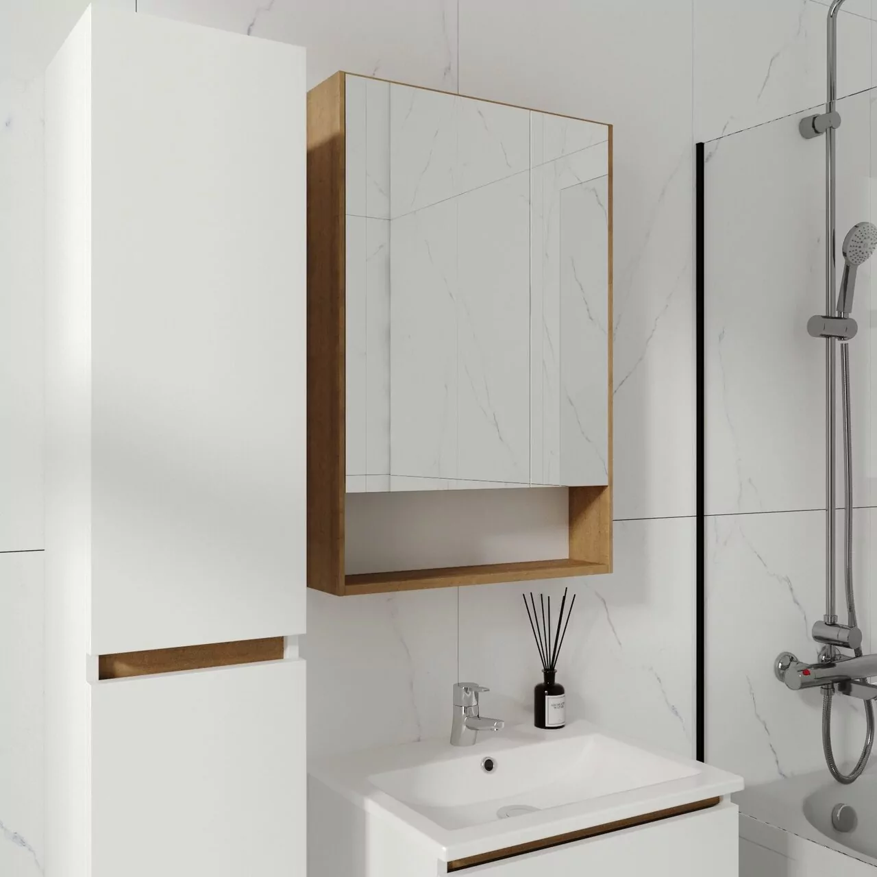 Пенал напольный Viant Мальта 30 L/R белый/дуб вотан