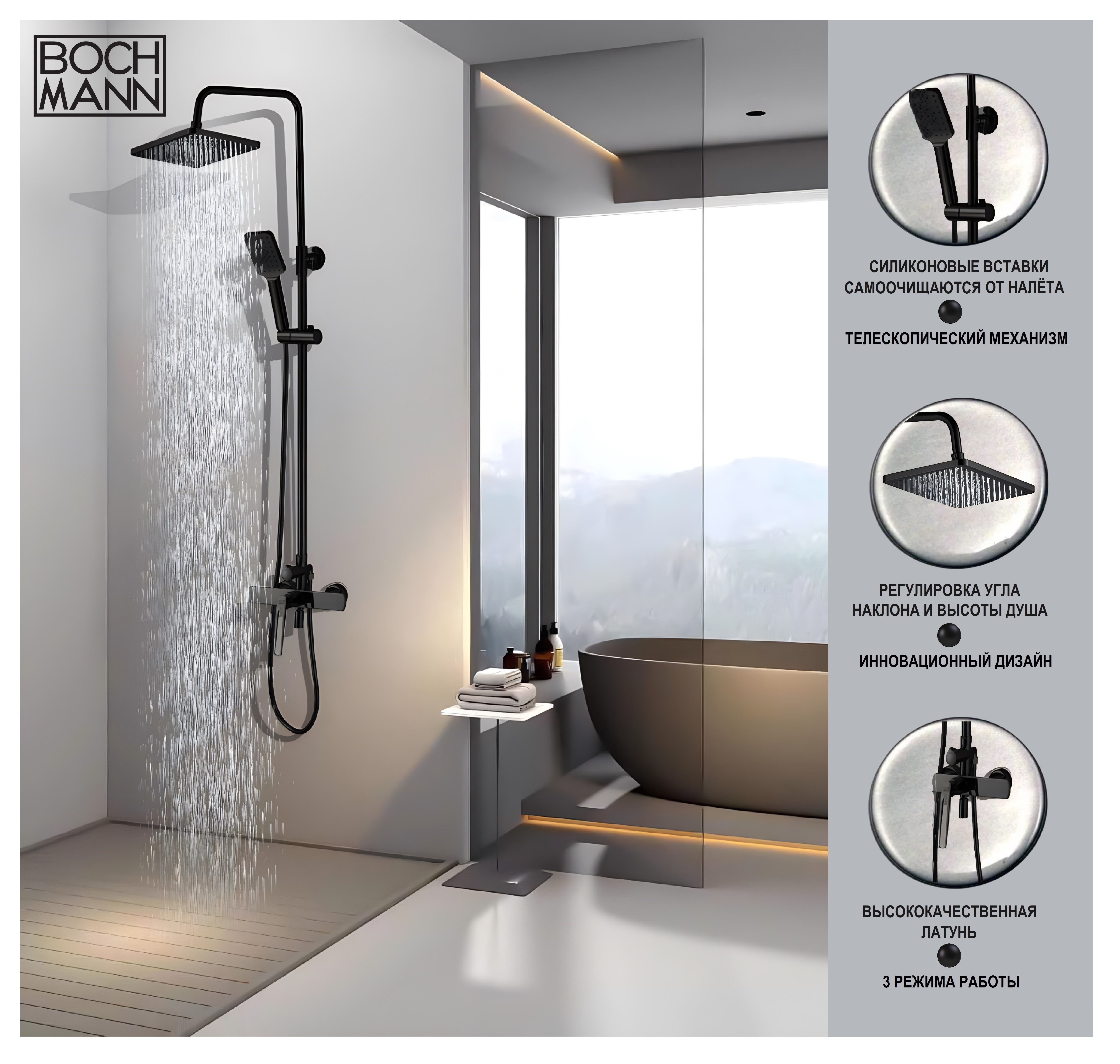 Душевая стойка BochMann CHIKA B BM9968 черный
