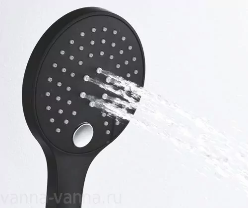 Лейка душевая WasserKraft A078, 3 режима черный, Soft-touch