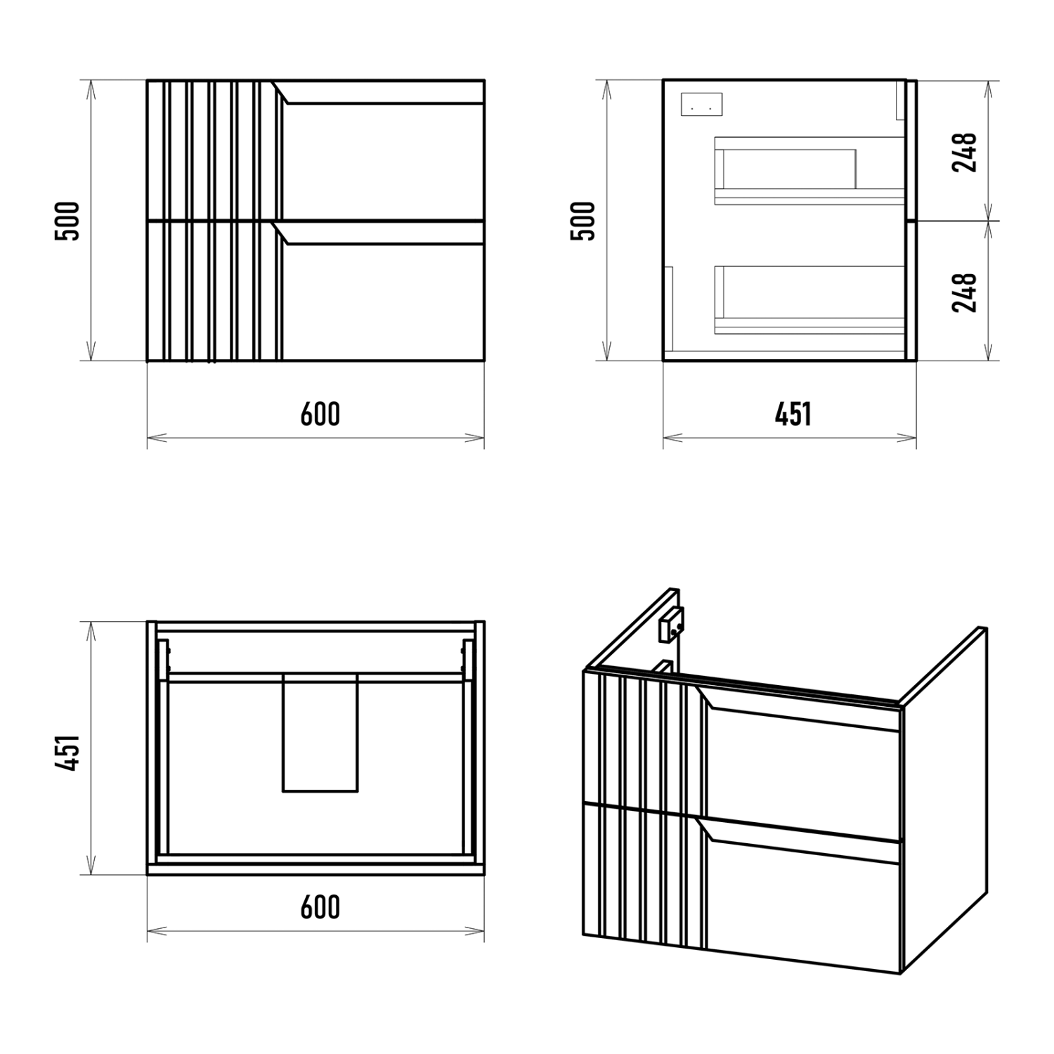 Тумба с раковиной Brevita Tivolli 60 подвесная (белая)