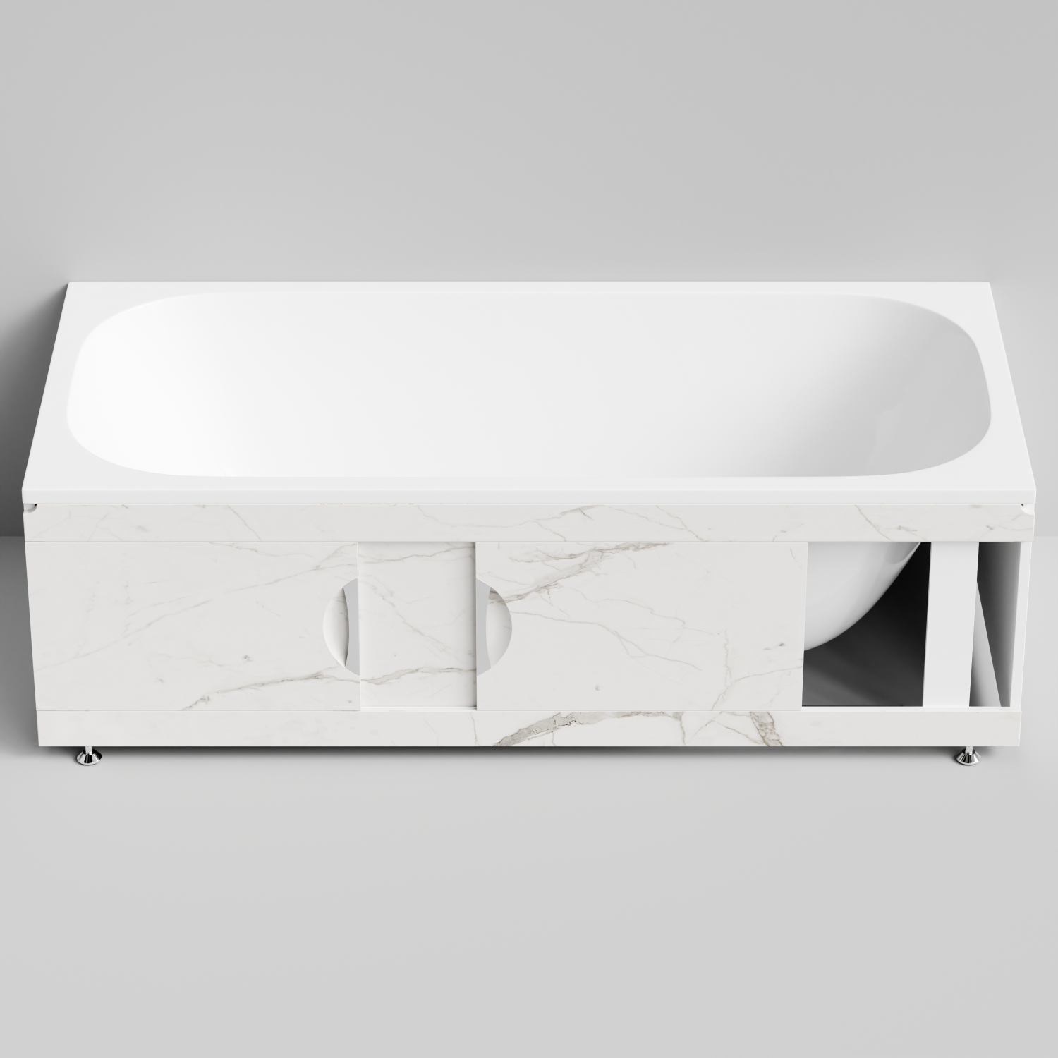 Экран под ванну Vod-ok Топ 180 раздвижной Мрамор Белый натур милк