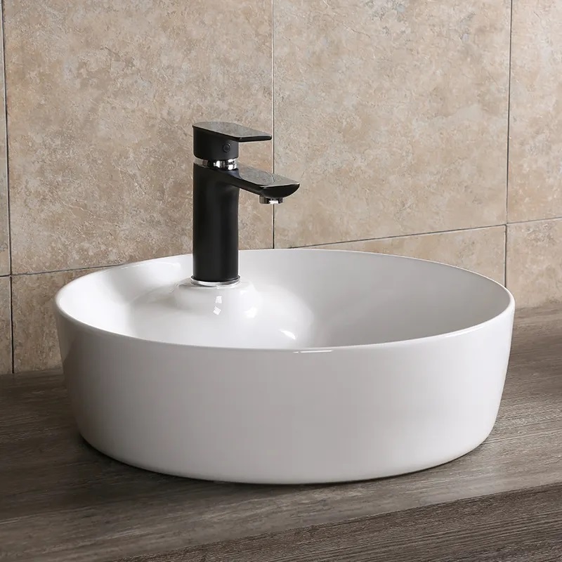 Раковина Ceruttispa CR0090 накладная, белая, круглая, с отверстием под смеситель 440х440х130