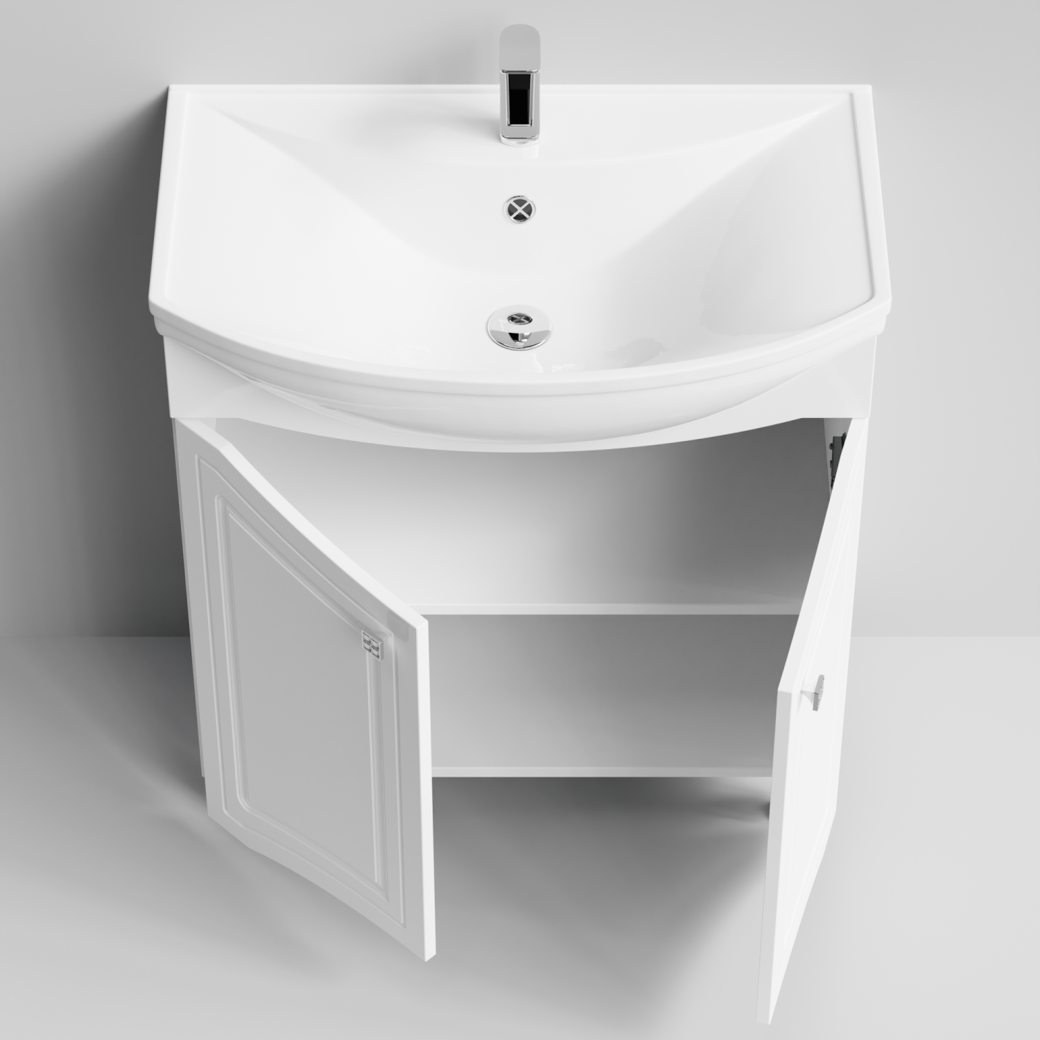 Тумба с раковиной Адам 75 напольная, белый глянец