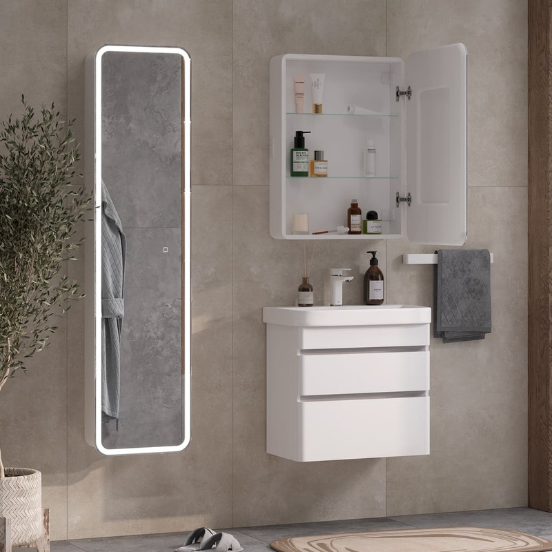 Зеркальный шкаф EQUIL Soldi LED 55 белый софт, R