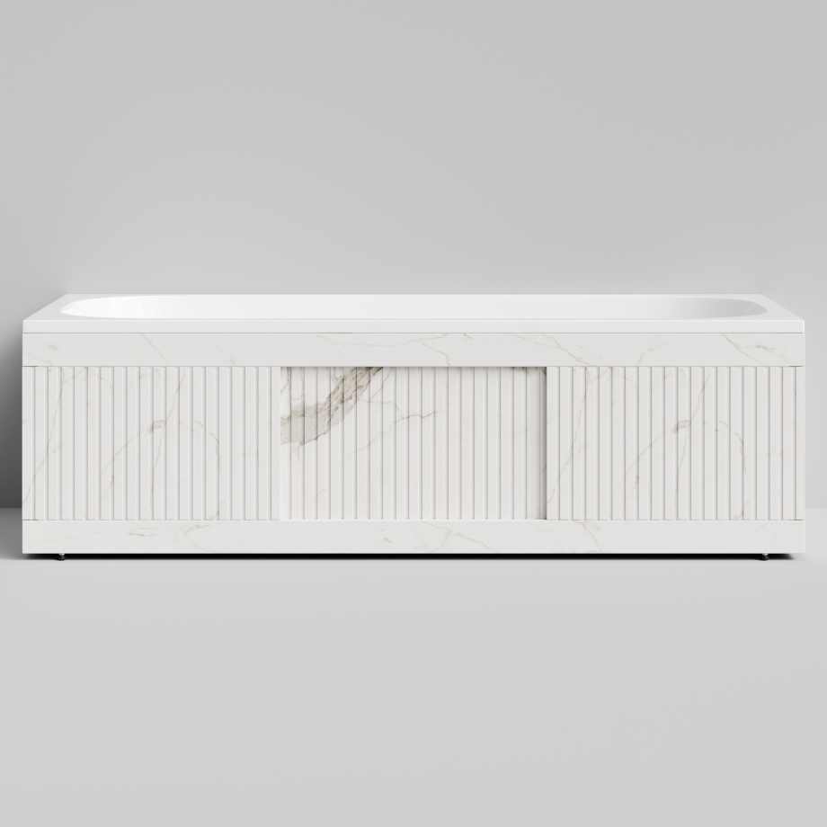 Экран под ванну Vod-ok Тач 180 раздвижной Мрамор Белый натур милк