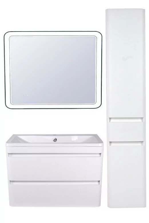 Тумба подвесная Style Line Атлантика 90 Plus Люкс с раковиной Атлантика 90, антискрейч, белый матовый