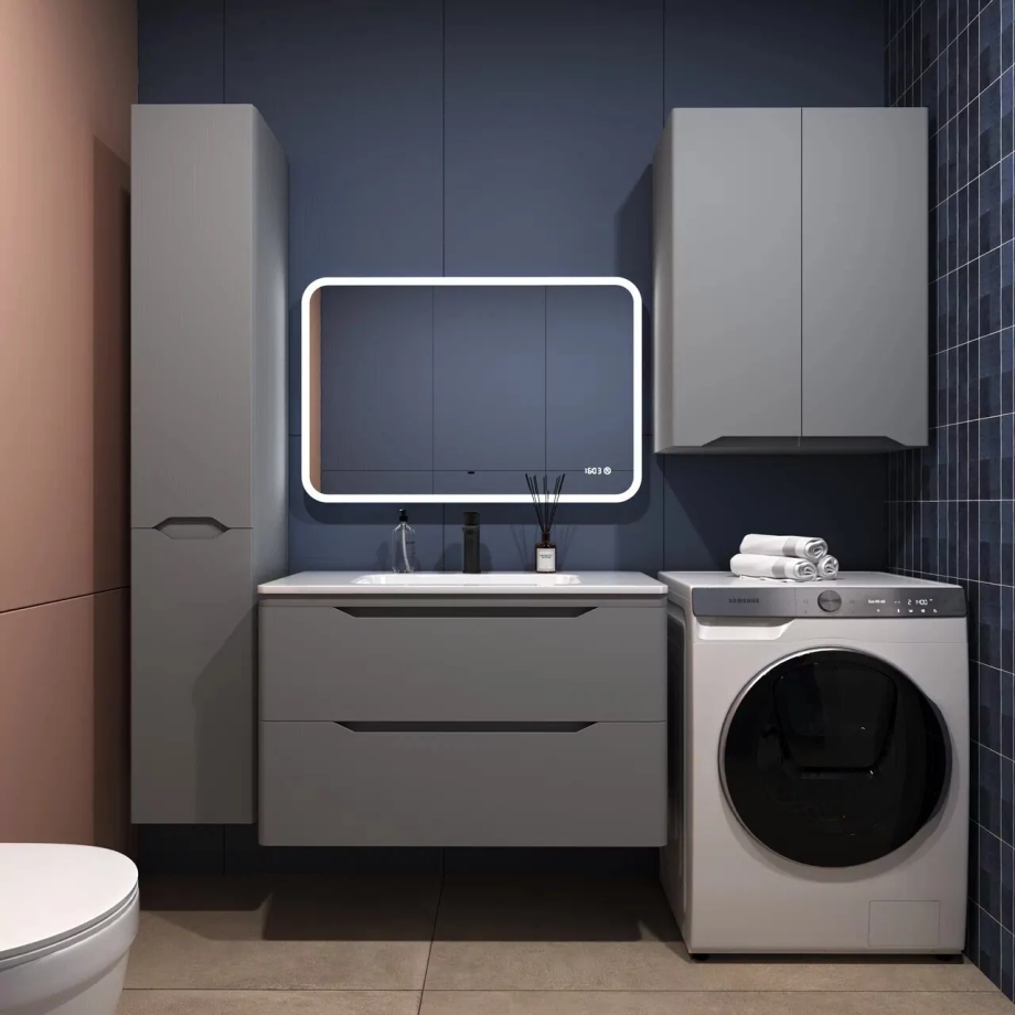 Тумба подвесная Style Line Марелла 90 с раковиной Марелла Люкс 90, серый матовый