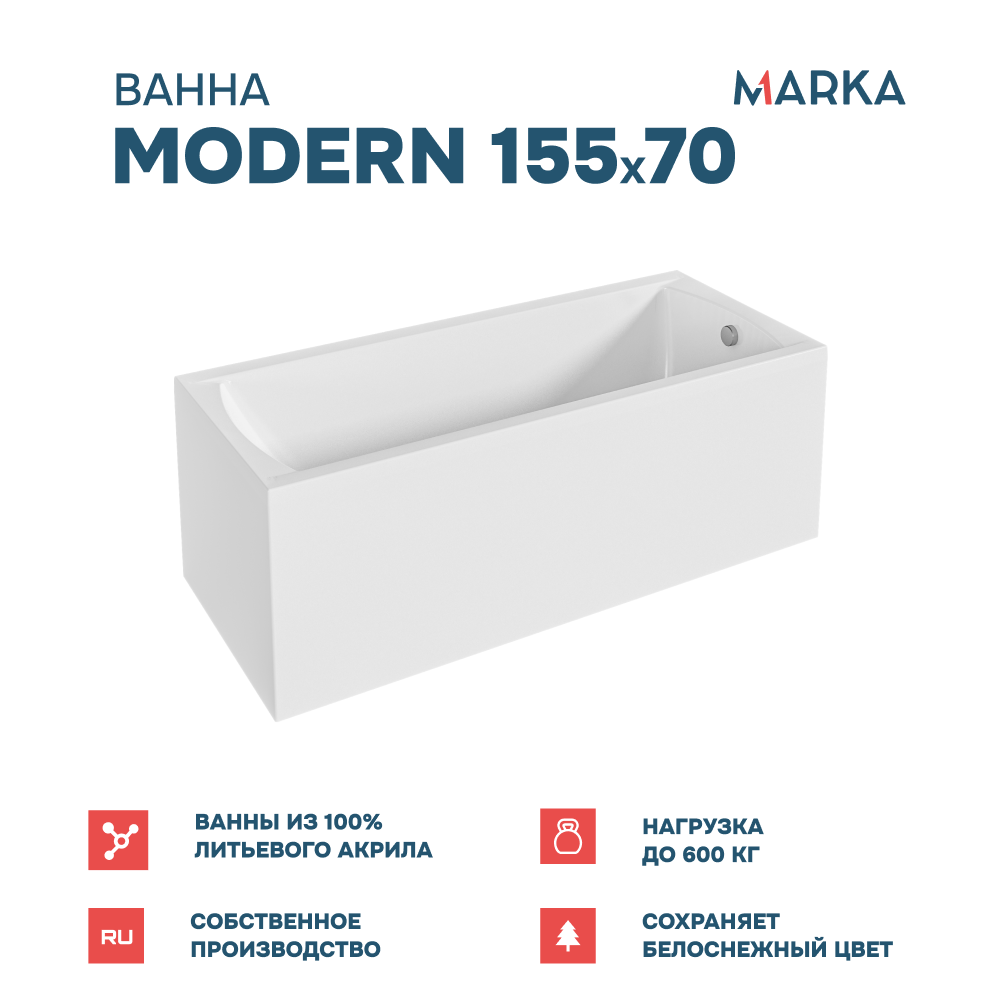 Ванна 1Marka MODERN 155*70 Комплект Стандарт 2+