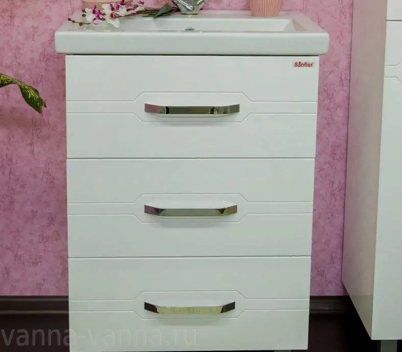 Тумба с раковиной Sanflor Анкона 60 напольная, белая от магазина Vanna-Vanna.ru!