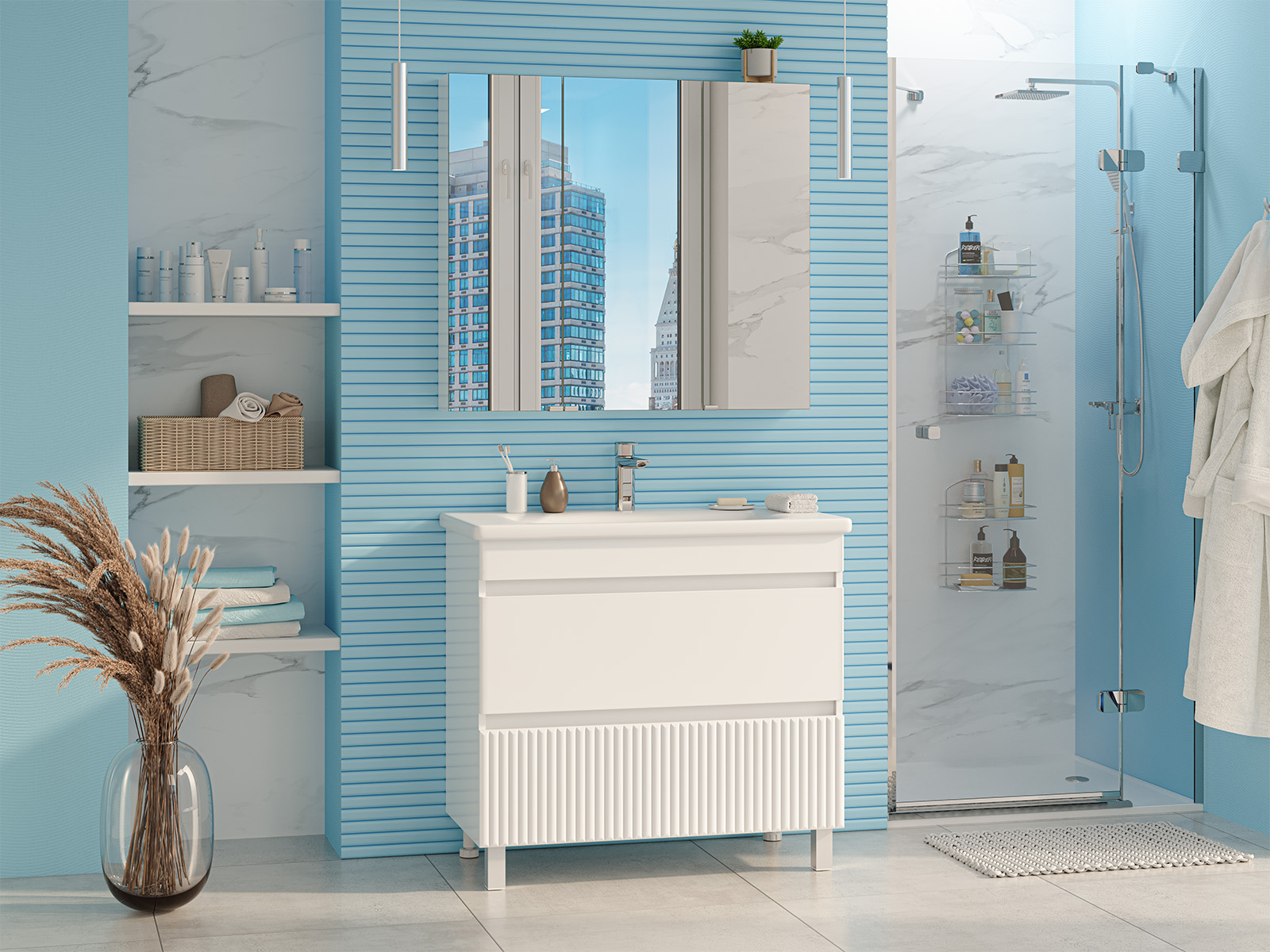 Тумба с раковиной Misty Мира 90 белый