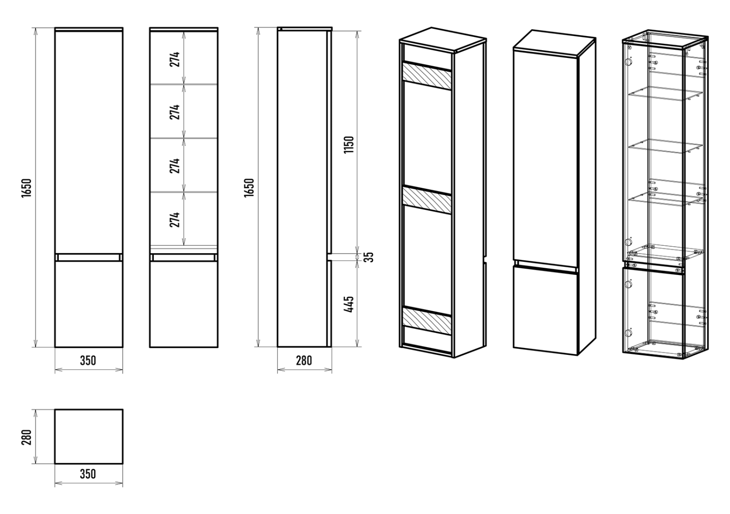 Пенал Brevita Victory 35 напольный/подвесной, L, зеленый