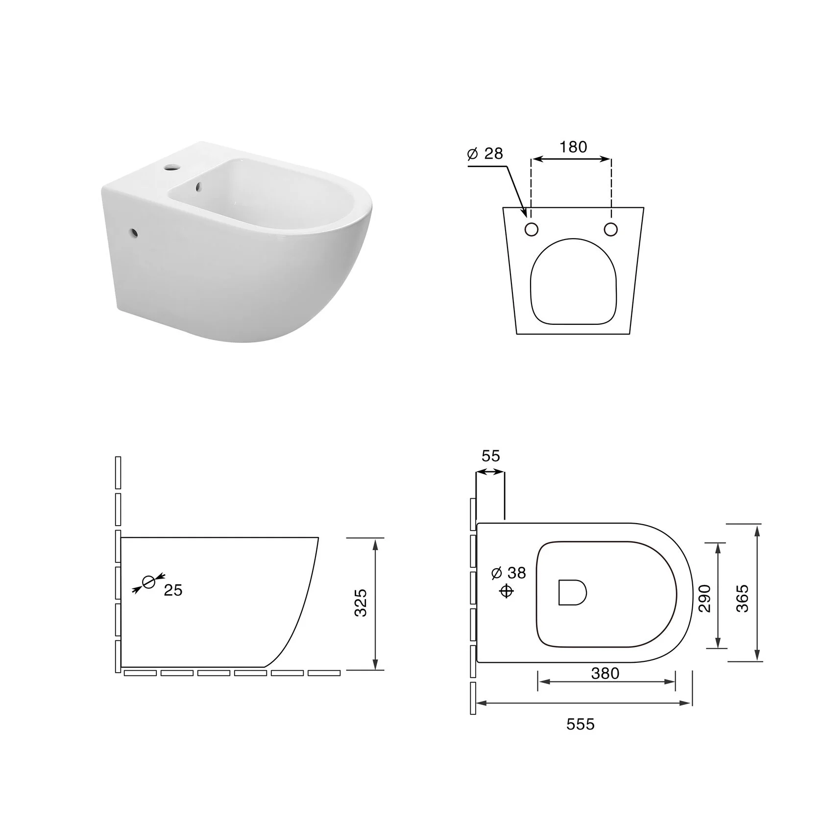Унитаз - биде подвесное SantiLine SL-5058 белый