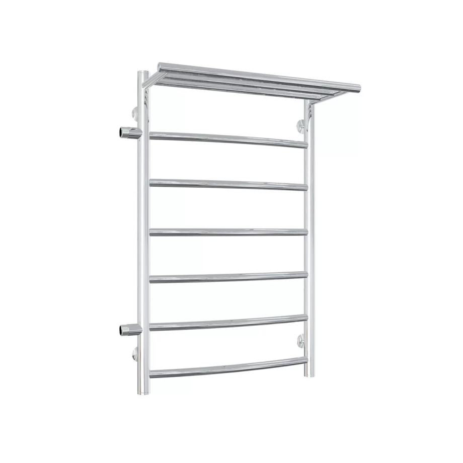 Полотенцесушитель водяной Laris Классик П7 500х800 L МЦ 500-1, боковой, с полкой, хром