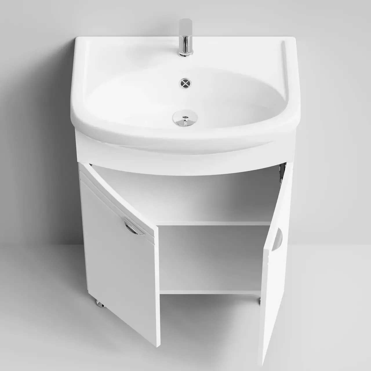 Тумба напольная Vod-ok Эльба 60 с раковиной Уют 60, белая