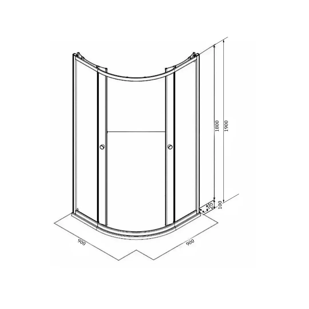 Душевой уголок Parly ZF91 полукруглый 1/4, с низким поддоном, матовое стекло, белый Душевой уголок Parly ZF91 полукруглый 1/4, с низким поддоном, матовое стекло, белый