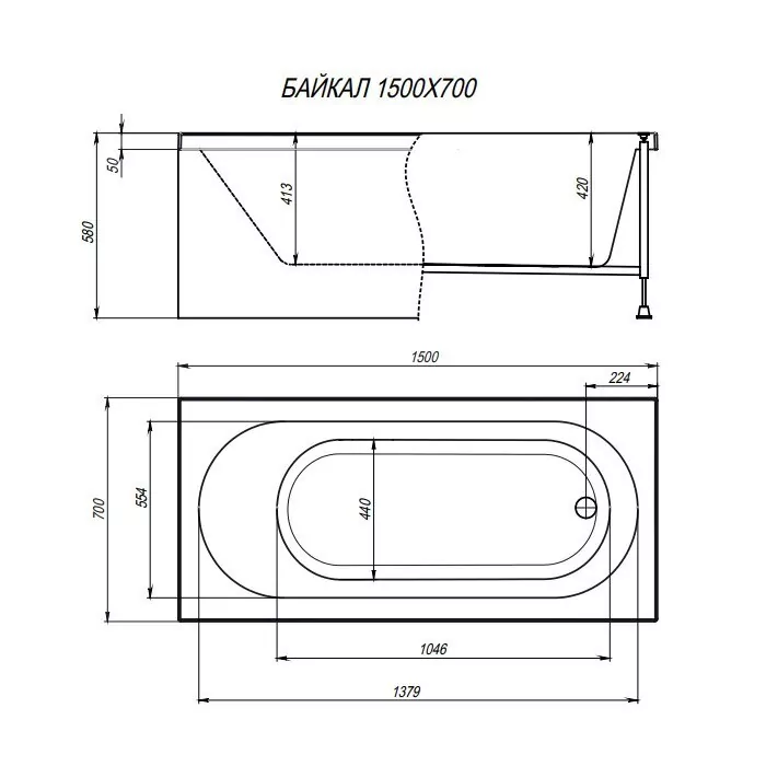 Ванна акриловая Alex Baitler Baikal 150x70